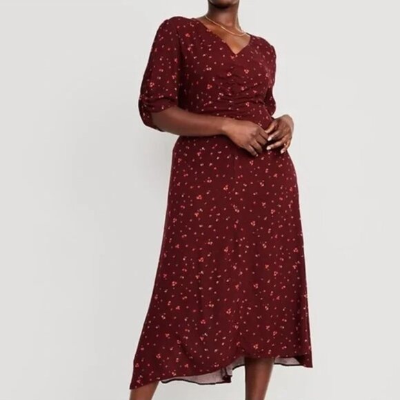 NWOT Old Navy Size 3x Ruched Midi Dress - Picture 1 of 4